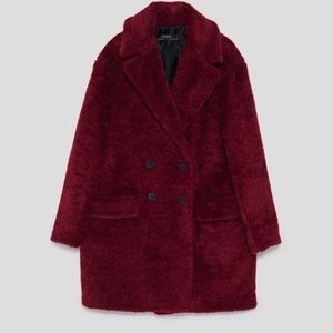 Zara Teddy Coat Red